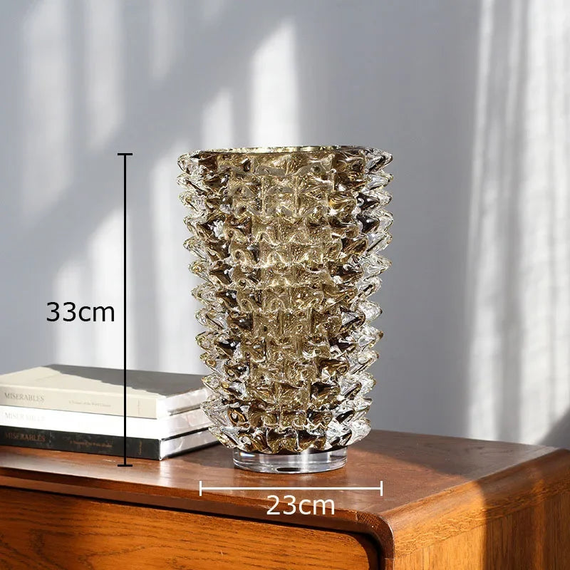 Creative Transparent Wrinkle Glass Vase Desk Decoration Flower Arrangement Hydroponics Flower Pots Floral Vases Modern Decor